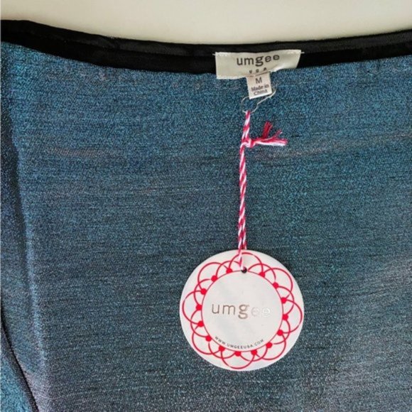 Umgee All That Sparkles High Waist Metallic Lurex Ruffled Skirt Blue Silver New - Picture 11 of 13